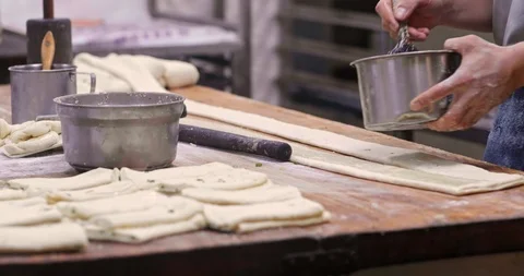 Master making sesame flat bread Stock Footage 91455601