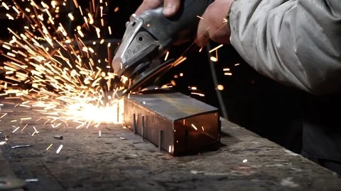Master milling machine for metal works on a grinding machine - Power Angle Grind Stock Footage 82730173