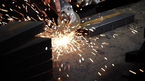 Master milling machine for metal works on a grinding machine - Power Angle Grind Stock Footage 82730239