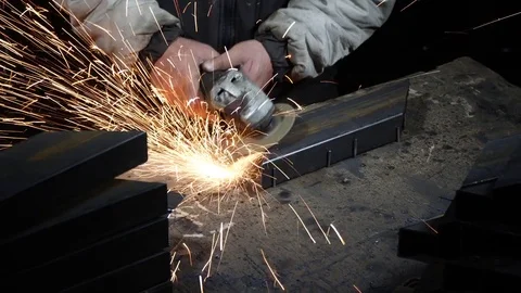Master milling machine for metal works on a grinding machine - Power Angle Grind Stock Footage 82730261