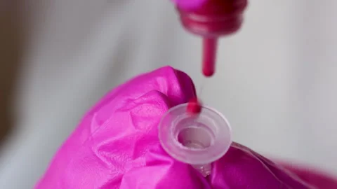 Master permanent makeup attaching micro needle on tattoo machine Stock-Footage 276851135