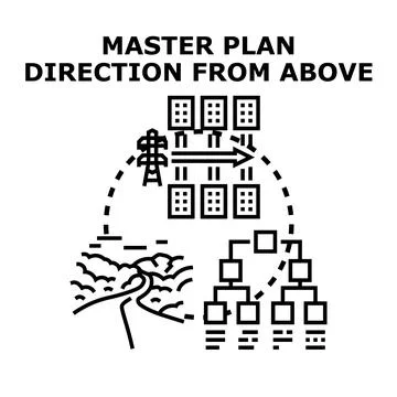 Master plan direction for urban area development Stock Illustration