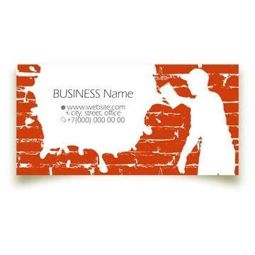 Master plasterer in uniform plastering a wall business card concept 库存插图