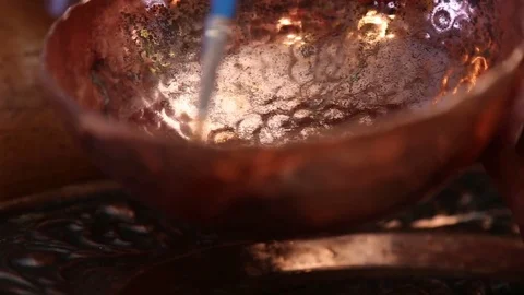 Master prepares oil for massage Stock Footage 85340344