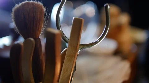 Master prepares a tea ceremony, chinese teapot, wooden stick. Stock Footage 107516519
