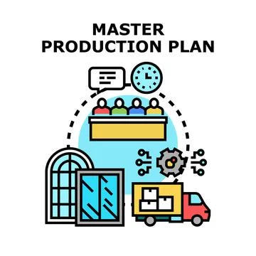 Master production plan concept development and product delivery Illustrazione stock