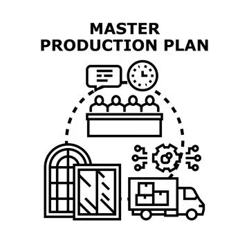 Master production plan concept development and product delivery Stock Illustration