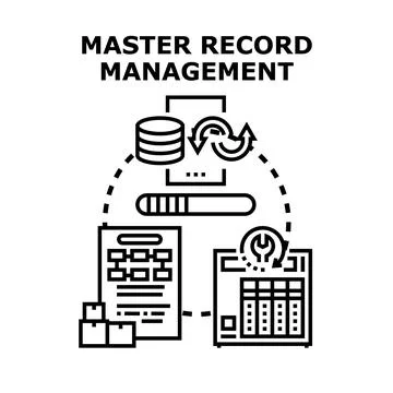 Master record management processing data administration concept Stock Illustration
