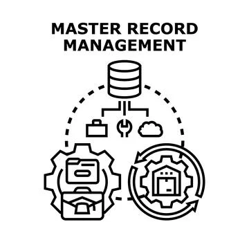 Master record management processing data flow diagram Ilustração Stock