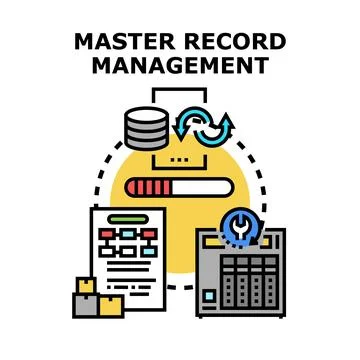 Master record management processing data administration concept Illustrazione stock