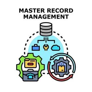 Master record management processing data flow diagram Stock Illustration