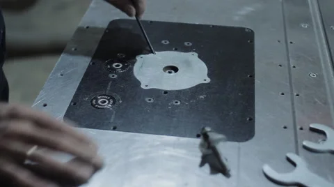 Master Repairs the Woodworking Machine Stock Footage 60677122