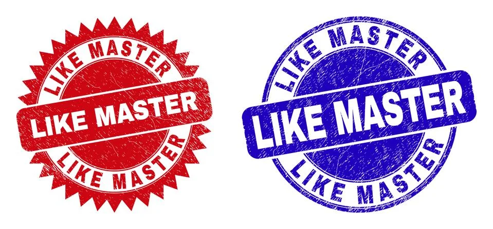 LIKE MASTER Rounded and Rosette Stamp Seals with Scratched Style 스톡 일러스트
