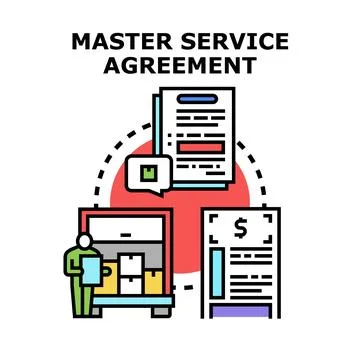 Master service agreement process representing business relations Illustrazione stock