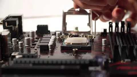 Master sets the processor to the motherboard Stock Footage 83168356