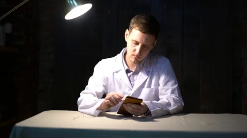 Master sewing threads leather purse. Stock Footage 87157655