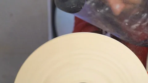 Master sharpening on a lathe wood Stock Footage 85717806