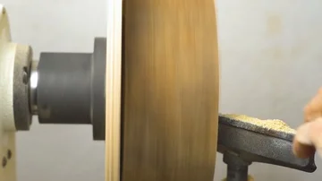 Master sharpening on a lathe wood Stock Footage 85725323