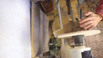 Master sharpening on a lathe wood Stock Footage 85786479