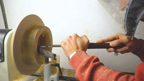 Master sharpening on a lathe wood Stock Footage 85927010