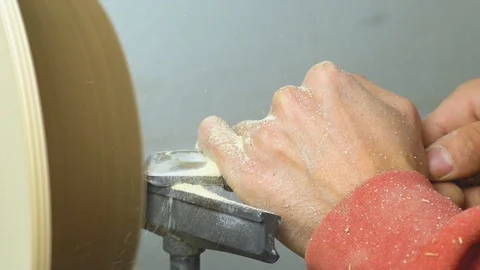 Master sharpening on a lathe wood Stock Footage 86678574