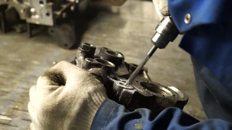 The master sharpens the part Stock Footage 145594638