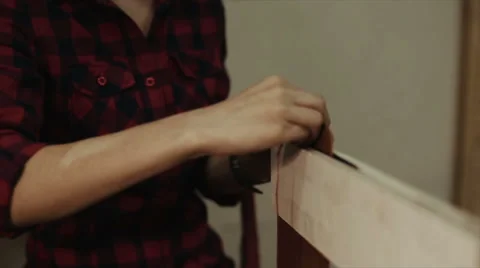 Master of the skin workpiece in the machine Stock Footage 54424618