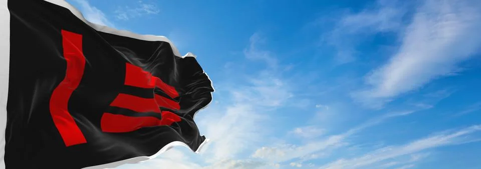 Master Slave Pride flag waving in the wind at cloudy sky. Freedom and love co Stock Illustration