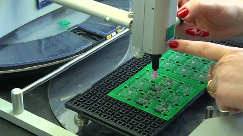 The master solders the printed circuit board Stock Footage 157758519