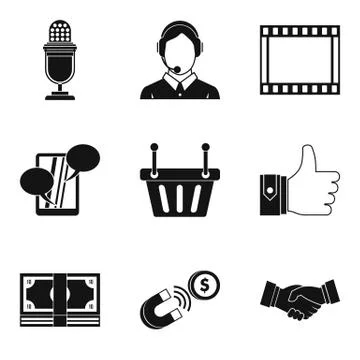 Master the technology icons set, simple style Stock Illustration