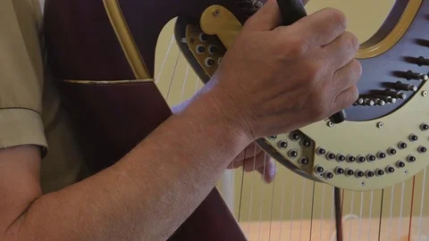 Master tuning the harp Stock-Footage 79835077