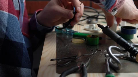 Master using copper on wires Stock Footage 101754135