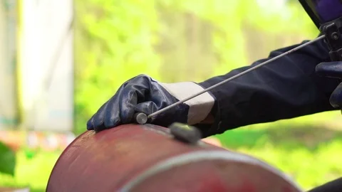Master welding cast iron cooking iron Stock Footage 113272268