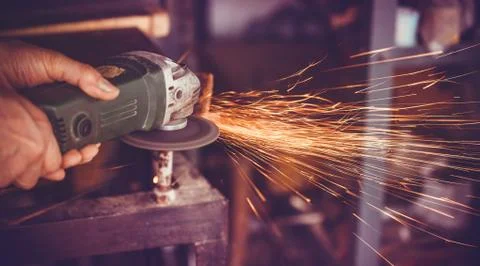 Master of welding seams angle grinder Stock Photos
