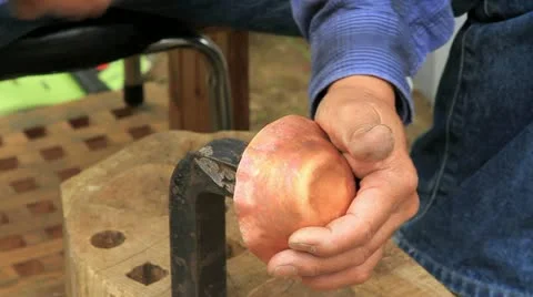 Master at work, creation of metal utensils. Stock Footage 11135422