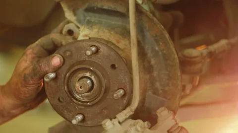Master Working With Brake Disc Video stock 30700593