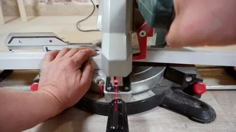 The master works with a circular saw. Stock Footage 267727802