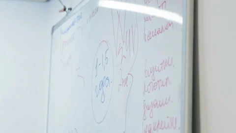 The master in the workshop writing math formulas on blackboard Stock Footage 174044395