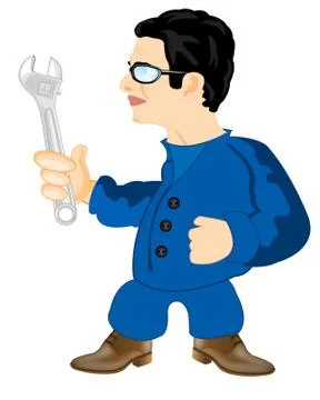 Master with wrenches Stock Illustration