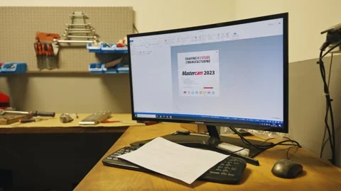Mastercam 2023 CAM Software Opening on Workshop Computer Stock Footage 337190090
