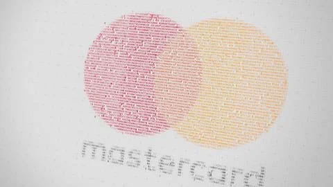 MasterCard Incorporated logo being made with many numbers. Digital business 스톡 일러스트