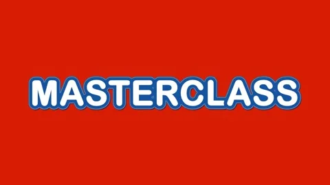 MASTERCLASS animated text on the red background Video stock 144442202