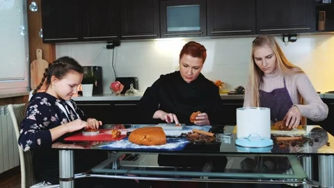 Masterclass cookies making in joyful atmosphere at home Stock Footage 131541423