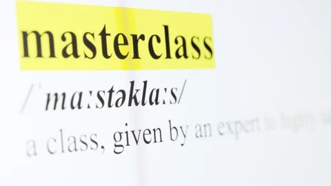 Masterclass Text Macro Shot Highlighted in Yellow Color On Computer Screen Stock Footage 123224358