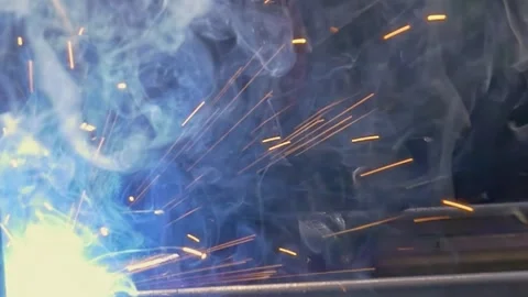 Masterful Argon Welding in Action With an Industrial Robot in Slow Motion Stock Footage 341068218