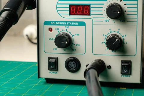 Mastering the art of electronics with a precision soldering station Stock Photos