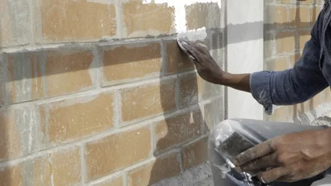 Mastering the Art of Plastering - Expert Technique in Action Video stock 314483717