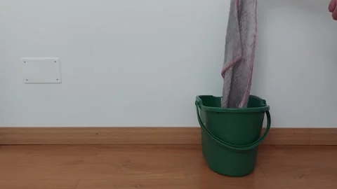 Mastering the Art of Wringing a Rag Like a Pro Stock Footage 304313491