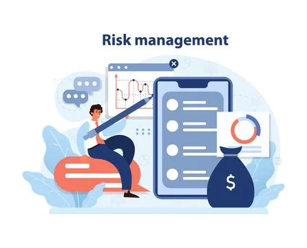 Mastering diversification through risk management. Flat vector illustration. Illustrazione stock