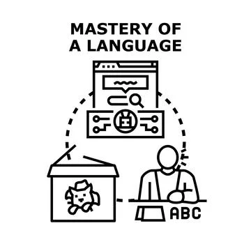 Mastering a foreign language with digital learning and artificial intelligenc Stockillustratie